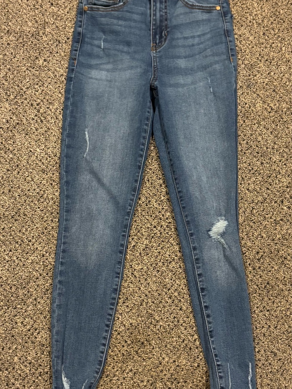 Kendall & Kylie Distressed Skinny Jeans in Medium Blue
